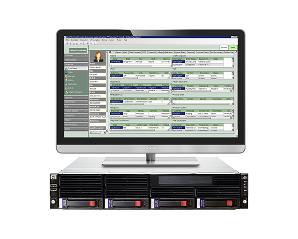 Example desktop view of Electronic medical record (EMR) sitting on top of Iris Gateway server
